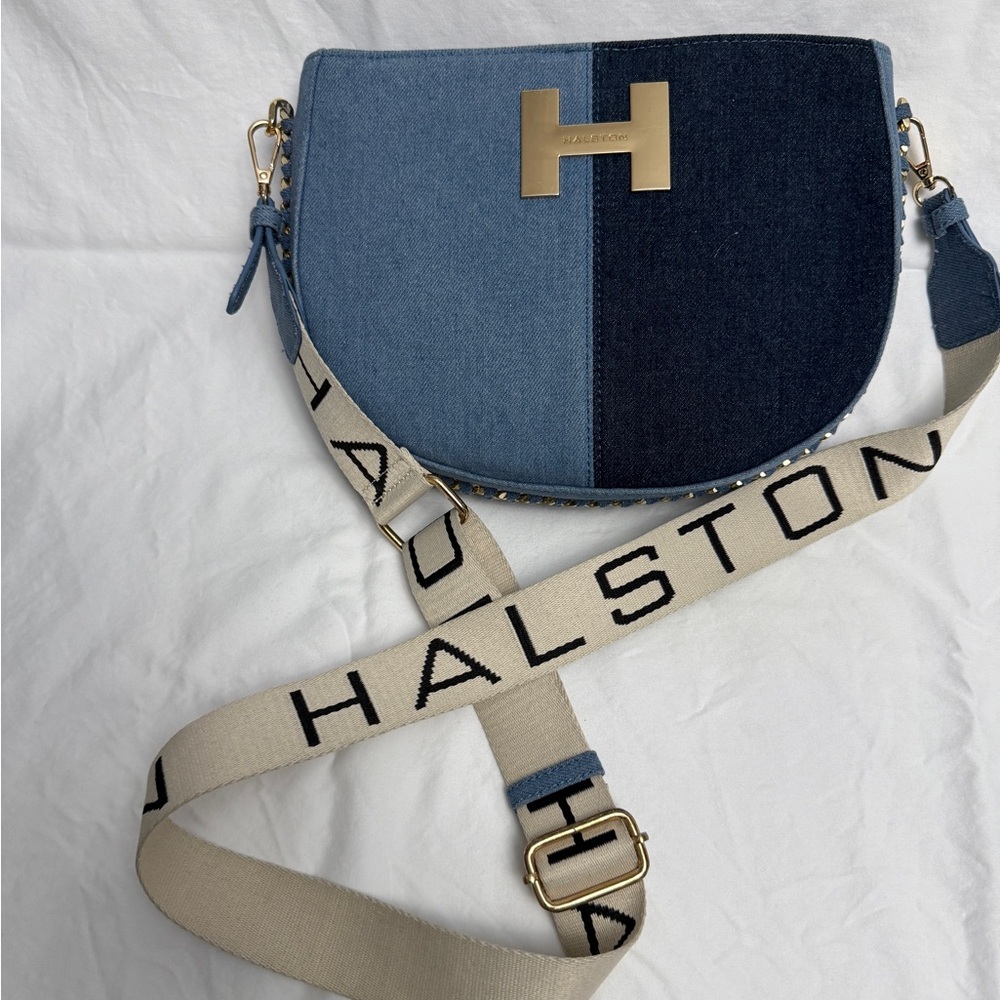 Halston Heritage Blue Denim Crossbody Bag - Picture 3 of 11